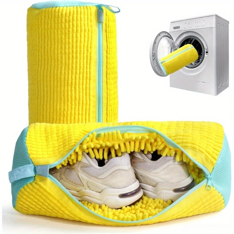 Shoe Cleaner - ถุงซักรองเท้าป้องกันการเสียรูปสำหรับเครื่องซักผ้า - ถุงตาข่ายโพลีเอสเตอร์สำหรับซักรองเท้าผ้าใบ/รองเท้าบูท พร้อมซิป ขนาด 39x19