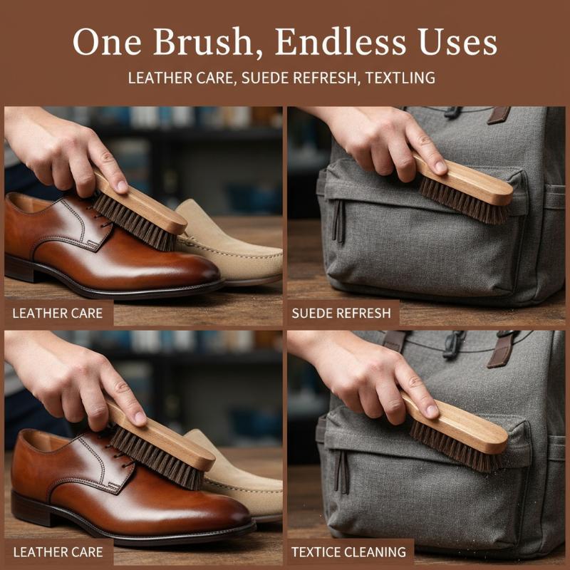 แปรงขัดรองเท้าไม้ 1 ชิ้น ขนแปร - Leather Shoe Polish บทวิจารณ์และราคา